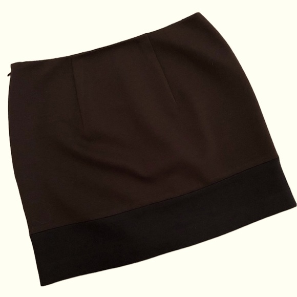 TAHARI ELENA Above the Knee Mini Stretch Lined black brown colorblock mini skirt - Picture 10 of 10